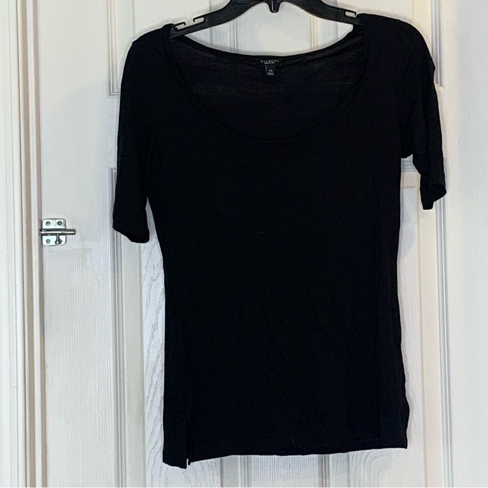 Talbots Black Short Sleeve Top Size XS